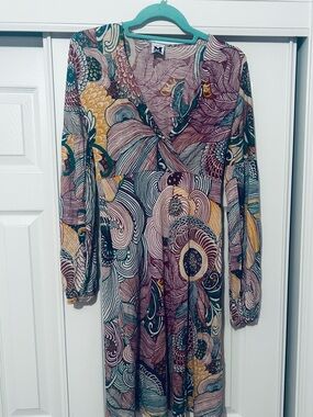 Missoni Teal, Mustard & Plum Long-Sleeve Printed Wrap Dress